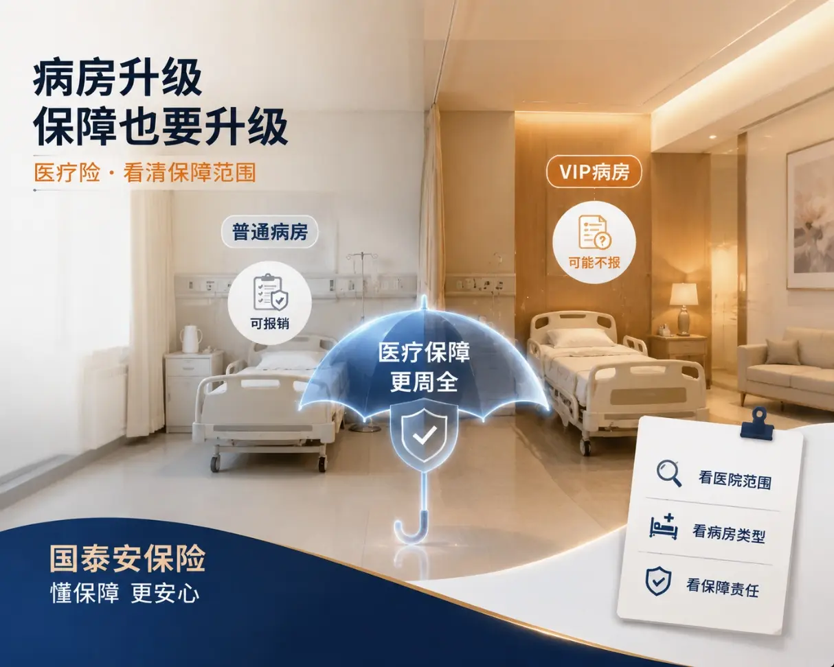 普通病房没床位,临时住进VIP病房,多花的费用医疗险能不能报?(图1) 普通病房没床位,临时住进VIP病房,多花的费用医疗险能不能报?(图1)